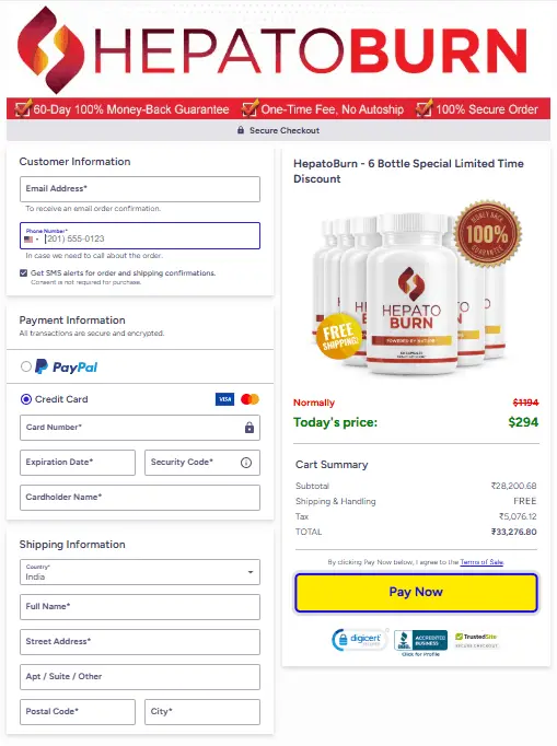 Hepato burn order Form